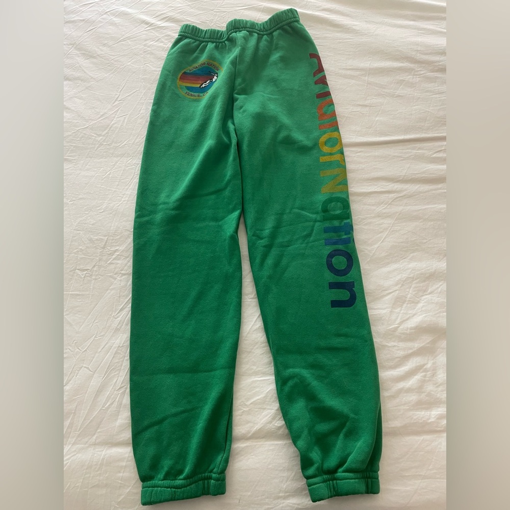 NWT Aviator Nation Kids Kelly Green Sweatpants 14